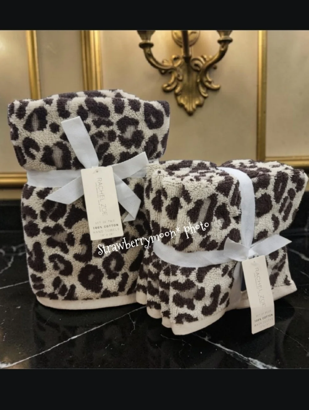 6 Piece Rachel Zoe Leopard Cheetah Animal Print Hand Towel & Washcloth Set NEW